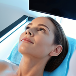 **Prompt 1: Professionalism and Advanced Technology in Aesthetics**
    "A highly skilled aesthetician meticulously performing a personalized facial treatment on a client in a sleek, modern clinic. Subtle elements of advanced technology are integrated, such as a soft glow from an LED light therapy device or a screen in the background displaying a detailed AI-powered skin diagnosis. The aesthetician's hands are precise and gentle, conveying expertise and care. The client looks relaxed and trusting. The scene is well-lit with professional, inviting natural light, emphasizing a clean and innovative environment. High-resolution, realistic, professional photography."