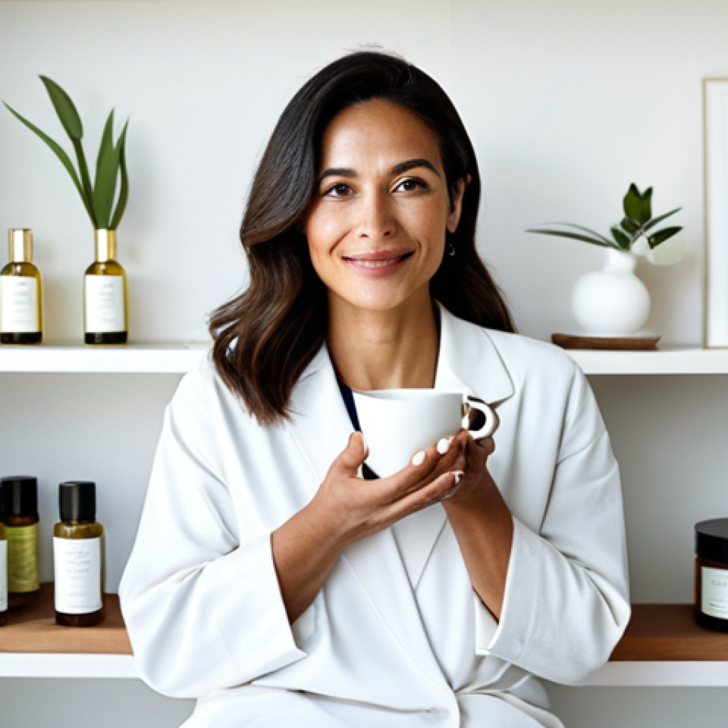 피부관리사의 직업 만족도 높이기 - **Prompt:** A Brazilian aesthetician in her late 30s, with a serene and confident expression, sits p...