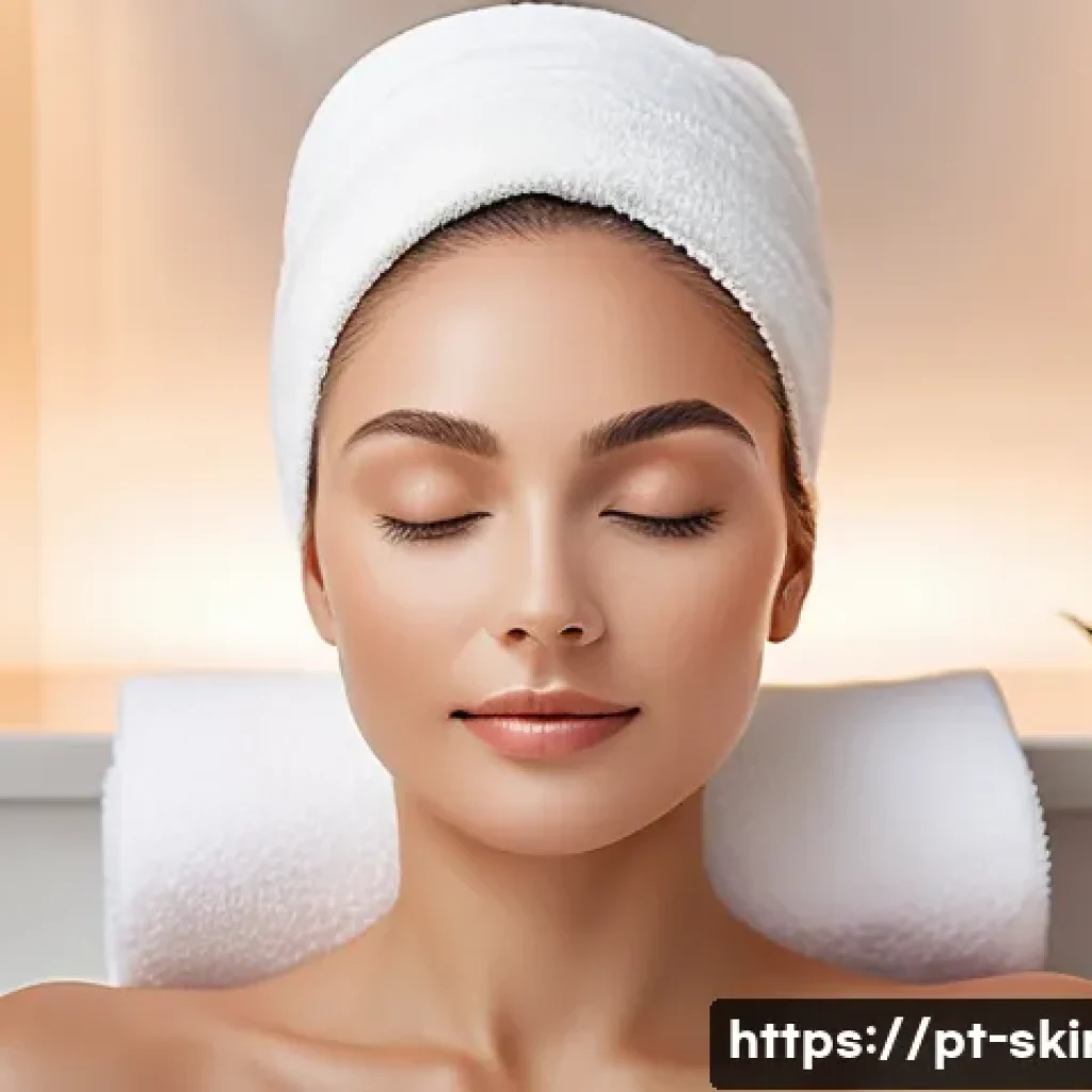 피부관리사가 자주 사용하는 전문 도구 - A serene spa room setting featuring a professional esthetician using a radiofrequency device on a fe...