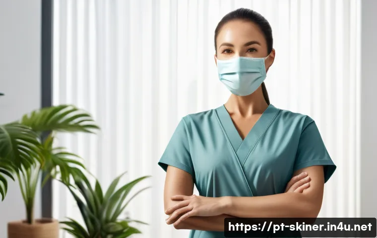 피부관리사의 건강관리 및 체력 유지 - A professional female esthetician in a modern spa setting performing gentle neck and shoulder stretc...