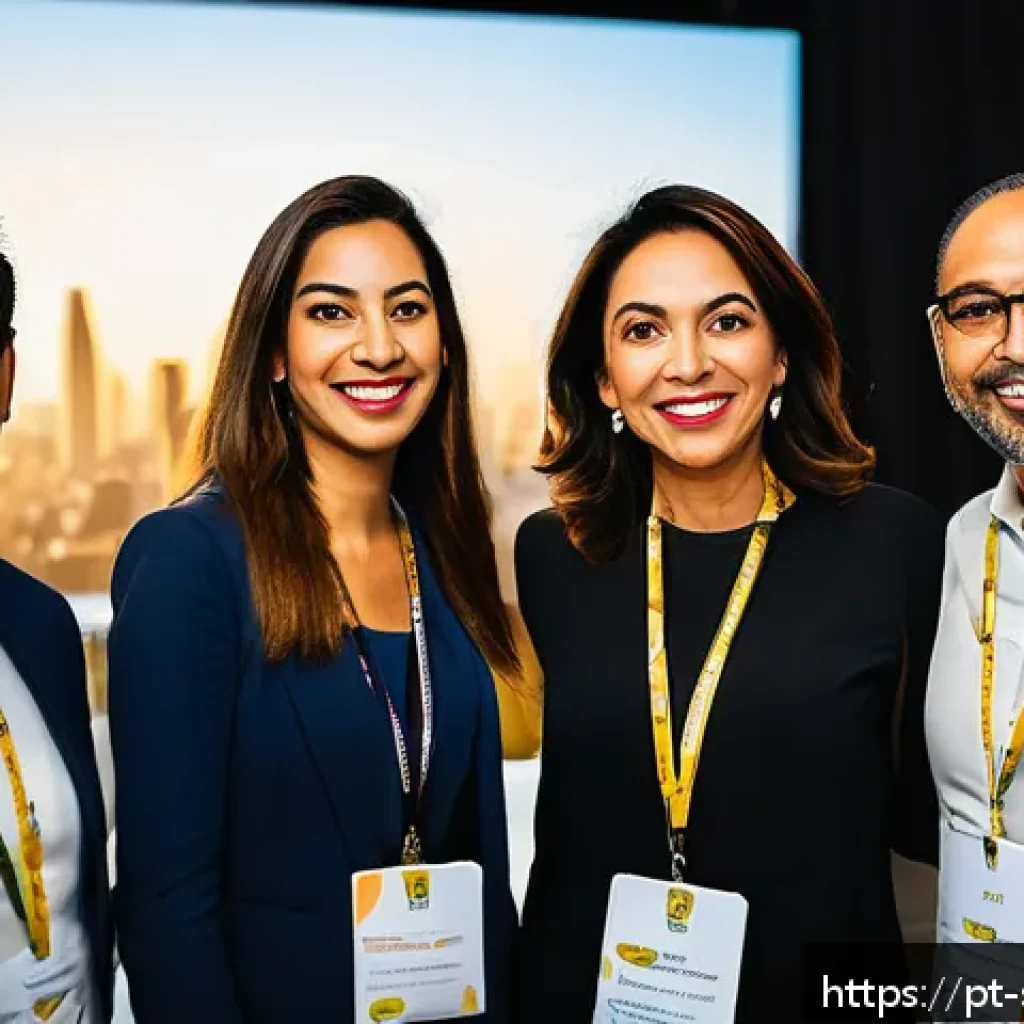 피부관리사의 전문 학회 가입 혜택 - A vibrant professional networking event in São Paulo, Brazil, showcasing diverse estheticians and be...
