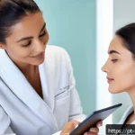 피부관리사의 고객별 스킨케어 기록 방법 - A professional skincare consultation scene in a modern Brazilian beauty clinic, featuring a female e...