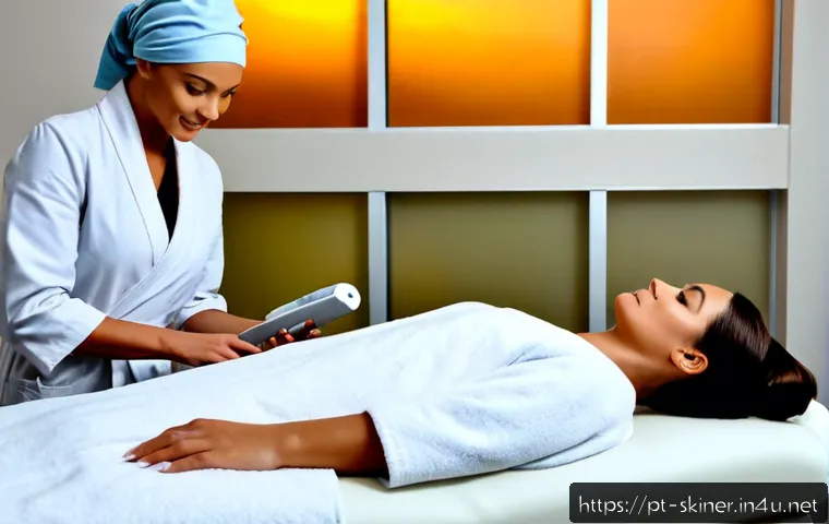 피부관리사의 최신 기술 도입 사례 - Photorealistic skincare professional in a contemporary Brazilian aesthetic clinic introducing an adv...